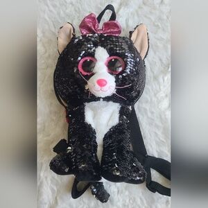 TY Fashion Beanie Boo Kiki Reversible Sequin Cat Backpack